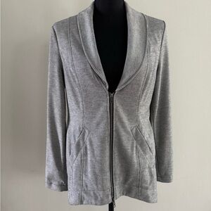 CAbi Gray Blazer with Notched Lapels and Open Front